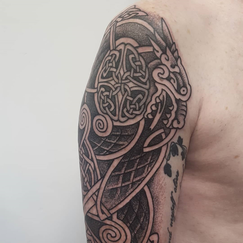Celtic style sleeve tattoo  Celtic sleeve tattoos Celtic tattoos Celtic  knot tattoo